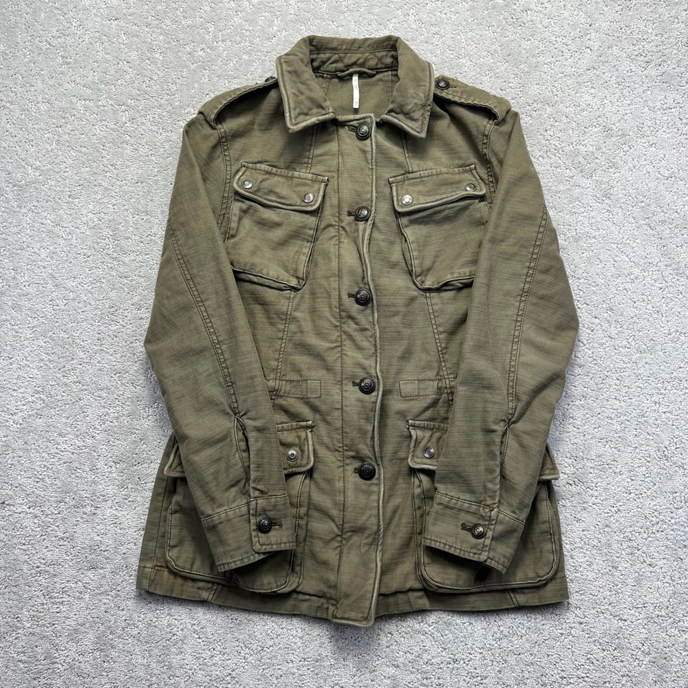 Free People Not Your Brothers Surplus Jacket Womens XS Olive Green Utility Field